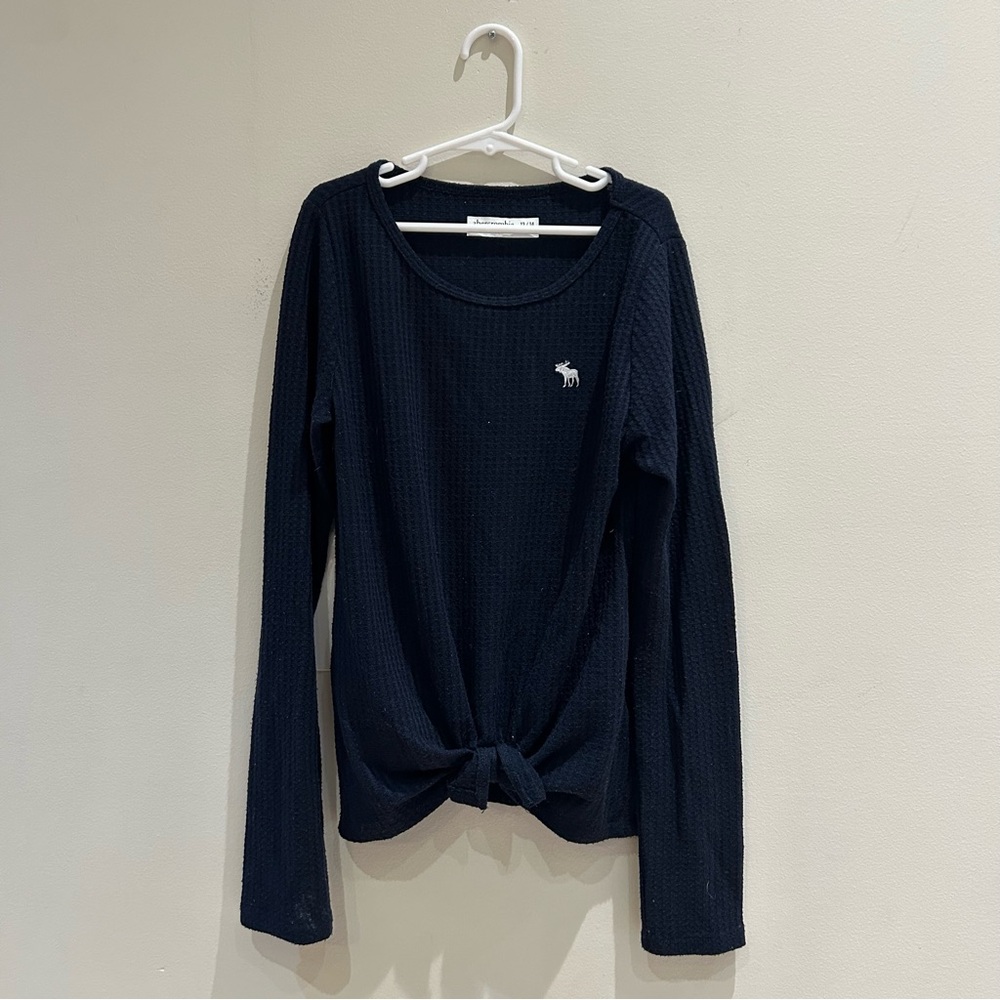 abercrombie kids Girls (13-14) Navy Blue Long Sleeve Tie Front Top